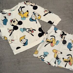 Disney Kids Pajama Set - White with Cartoon Characters